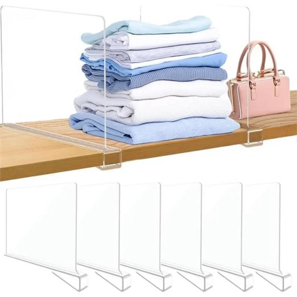 Acrylic Closet Shelf Dividers, Heavy Duty Organizer for Clothes, Handbags,